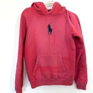 Polo Ralph Lauren Men's Distressed Red Hoodie S Vintage Casual Streetwear Preppy